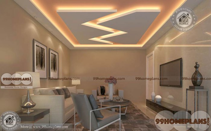 Plafon ruang tamu sederhana desain gypsum lampu inspiratif gantung bentuk langit triplek